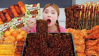 MUKBANG 직접 만든 짜파게티 멕시카나 치필링 양념치킨 먹방 BLACK BEAN NOODLES FRIED CHICKEN EATING SOUND  HIU 하이유 [upl. by Whiteley309]