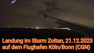 Sturmtief Zoltan Landung 21122023 am Flughafen KölnBonn Airbus A320 [upl. by Aneg85]