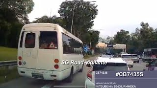 7Nov2024 CB7433S mitsubishi bus cutting over double white line driving on expressway road shoulde [upl. by Josefa]