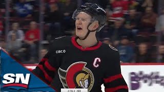 Senators Brady Tkachuk Gets Heated Receives Misconduct After Getting Tripped On Penalty Shot [upl. by Avahc]