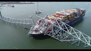 NTSB BRoll  Aerial Imagery of Francis Scott Key Bridge and Cargo Ship Dali [upl. by Kimbell]