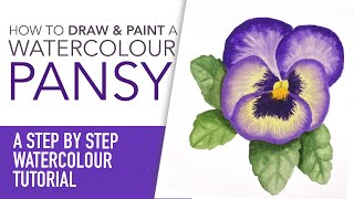 How to Paint a Watercolour Pansy  a Step by Step Watercolour Tutorial [upl. by Yarled]