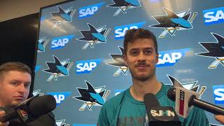 Askarov on 1st Sharks Win His quotSometimes Good Sometimes Squot Puckhandling [upl. by Lundin170]