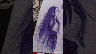 Girl draw with ball pen 😇 sketch drawing art short youtubeshorts [upl. by Blinni]