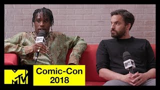 SpiderMan Into the SpiderVerse w Shameik Moore amp Jake Johnson  ComicCon 2018  MTV [upl. by Lynne]