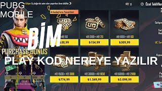 BİM PLAY KOD NEREYE YAZILIR  2024 pubgmobile [upl. by Eydie]