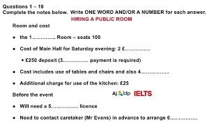 Hiring a public room Ielts New listening 2024HIRING A PUBLIC ROOM IELTS NEW LISTENING👩‍🎓 2024 [upl. by Jennee]