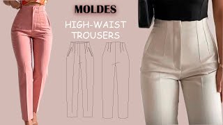 MOLDES PANTALÓN DE CINTURA ALTA ZARA  HIGH WAISTED TROUSERS [upl. by Gibe]