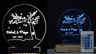 Myphotoprint Personalized Treeblossom Couple Acrylic Lamp  Lamp For Couple anniversary wedding [upl. by Sawyere960]