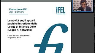 29012019  Le novità sugli appalti pubblici introdotte dalla Legge di Bilancio 2019 [upl. by Etteneg601]