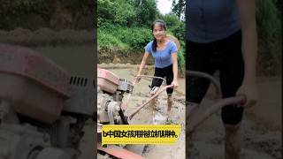 China girl street style fashion and Farming by driving a tractor shorts shortfeed farming [upl. by Wenger656]