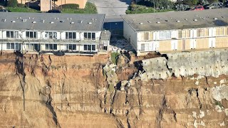 WATCH Pacifica Coastal Erosion Caught on Drone Video [upl. by Cristabel909]