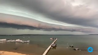 Spectacular shelf cloud over Lake Michigan USA [upl. by Easter]