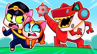 🙀 Scary Dino Robot Song 🦖🤖 Baby Cartoons by Purrfect Songs amp Nursery Rhymes 🎵 [upl. by Hollah978]