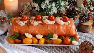 Receta de BRAZO DE GITANO DE SALMÓN AHUMADO pastel salado 🧡 [upl. by Yvaht]