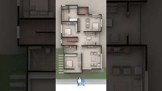 Plan No 40  3 bedroom house plan auto CAD drawing homedesign autocadplan shorts [upl. by Ennadroj]