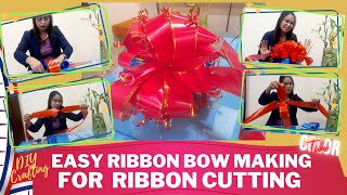 Easy Ribbon Bow Making For Ribbon Cutting I DIY Crafting Easy Steps Ideas I diycrafting [upl. by Carlota]