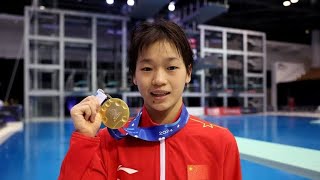 Paris Olympics 2024  Diving Quan Hongchan CHN retains womens 10m platform goldp [upl. by Ardnuhsed]