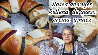 Roscas de Reyes rellenas de queso crema y nuez paso a paso facil receta [upl. by Ahsetel510]