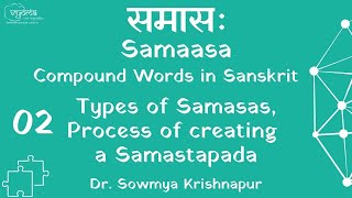 Samaasa 02  Types of Samasas Process of creating a Samastapada  Dr Sowmya Krishnapur [upl. by Bobbie]