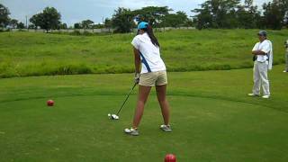 Paulina Sotto playing for the Ateneo golf team ATENEO vs LA SALLE match November 6 2011 [upl. by Yrem167]