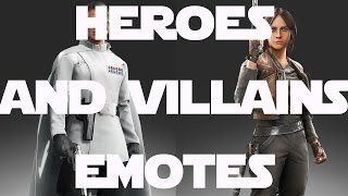 Star Wars Battlefront  ALL Heroes and Villains Emotes  Rogue One Scarif Edition [upl. by Clynes]