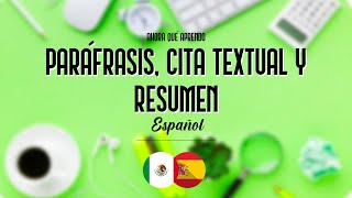 PARÁFRASIS CITA TEXTUAL Y RESUMEN  ESPAÑOL [upl. by Sitrik]