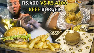 CHEAP VS EXPENSIVE FOOD CHALLENGE  Rs 400 vs Rs 800 vs Rs 4200 Beef Burger in Lahore [upl. by Nij]