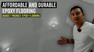 Affordable Epoxy Flooring  INDUSTRIAL GRAY Self leveling epoxy [upl. by Yeca771]