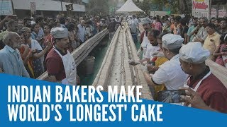 Sweet Indian bakers make worlds longest cake [upl. by Lavina]