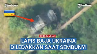 Kendaraan Lapis Baja Ukraina yang Disamarkan Tercyduk dan Disikat Drone Peledak Rusia [upl. by Stephana]