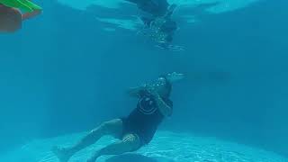 Full scene Joker vs Ghost mask underwater pool diving summer swimming hold breath funny [upl. by Ecirtal]