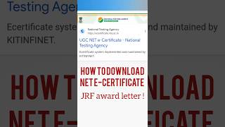 How to download UGC NET ecertificateHow to download jrf award letternetecertificate downloadugc [upl. by Olen]