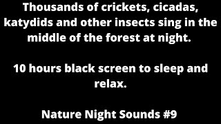 Thousands of crickets cicadas amp katydids black screen cricket sounds sleep sounds white noise ASMR [upl. by Berlyn]