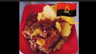 COMIDA TÍPICA DE ANGOLA FUNGE DE MILHO COM MOLHO DE CARNE DE BERINGELA E QUIABO [upl. by Block588]