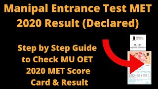 Manipal Entrance Test MET 2020 Result Declared  How to Check MU OET 2020 MET Score Card amp Result [upl. by Ammadas]