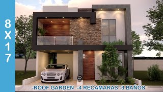 CASA DE 8X 17 CON ROOF GARDEN 4 RECAMARAS Y 3 BAÑOS [upl. by Goodrich]