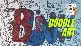 How to Draw Your Name Art for Beginners  Doodle Art step by step  Blinky Art  01 [upl. by Ahsenrat]