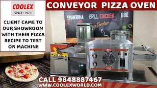 PIZZA CONVEYOR OVEN CUSTOMER TESTED WITH HIS INGREDIENTSALREADY HE PURCHASED OUR STONE PIZZA OVEN [upl. by Illak920]