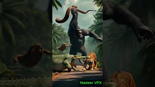 Crocodile vs Tiger vs Python vs Gorilla Epic Forest Action Showdown youtubeshorts [upl. by Mcgannon]