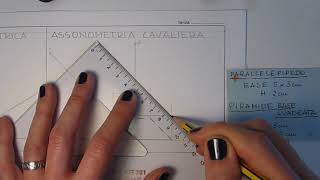 assonometria cavaliera parallelepipedo e piramide base quadrata [upl. by Irabaj]