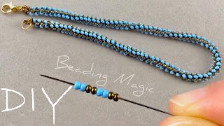 Beaded Necklace Tutorial Seed Bead Rope Necklace [upl. by Grimbald81]