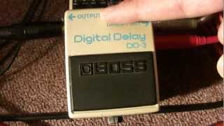 Guitar amps running stereo  BOSS Digital Delay DD3 wet and dry set up [upl. by Ahsoyek]