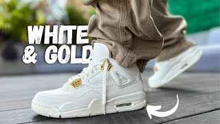 One ThingJordan 4 White And Gold SAIL Review amp On Foot [upl. by Haral]