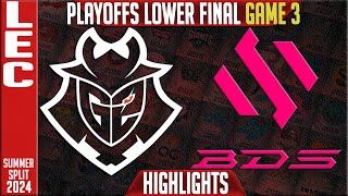 G2 vs BDS Highlights Game 3  LEC Playoffs Lower Round 4 Summer 2024  G2 Esports vs Team BDS G3 [upl. by Naj]