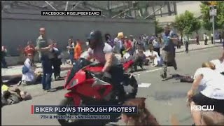 Motorcyclist Detained After Riding Through San Francisco Heathcare Protest [upl. by Ailet754]