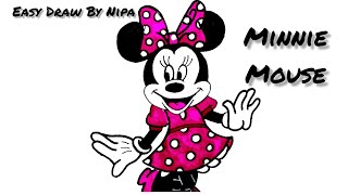 How To Draw Minnie Mouse  Easy Drawing Tutorial [upl. by Holtorf731]