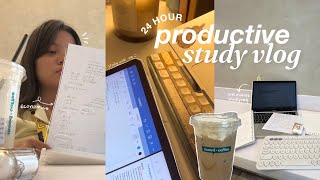 24HOUR productive study vlog ☕️ studying in less than 24 hours cramming at a café study grind 🤓 [upl. by Vins]