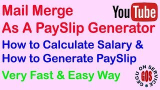 Mail Merge in MS Word As A PaySlip Generator by GeguOnService [upl. by Nostets]