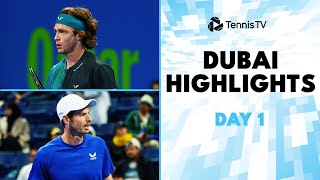 Murray Faces Shapovalov Rublev Hurkacz amp More In Action  Dubai 2024 Day 1 Highlights [upl. by Brothers]